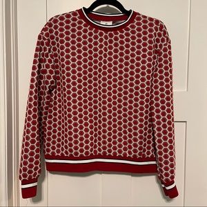 GP&J H&M collaboration size XS honeycomb print red and white shirt.